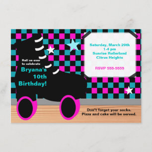 Meisjes Roze Blauwgroen Schaatsen Schaats Uitnodig Kaart