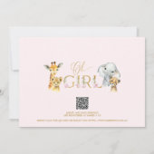 Meisjes Roze Bloemen Safari Baby shower Uitnodigin Kaart (Achterkant)