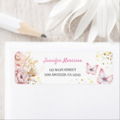 Meisjes Roze Bloemenvlinder Retouradres Label (Insitu)