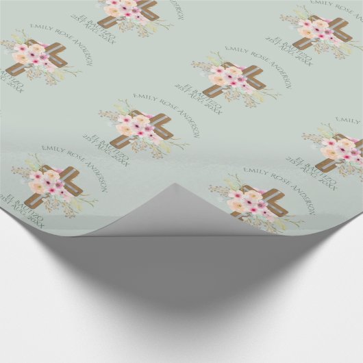 Meisjes Roze bloemige BAUTIZO Doop Bautismo genoem Cadeaupapier (Hoek)