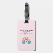 Meisjes Roze Blos Regenboog Bagagelabel (Achterkant verticaal)