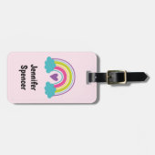 Meisjes Roze Blush Regenboog Bagagelabel (Voorkant horizontaal)
