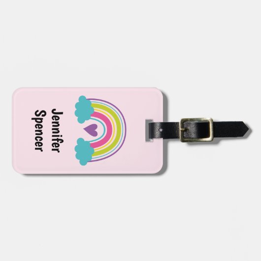 Meisjes Roze Blush Regenboog Bagagelabel (Voorkant horizontaal)