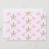 Meisjes Roze Bogen Bloemen Eenhoorn 1e verjaardag Kaart (Achterkant)