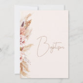 Meisjes roze boho bloemvlinders doop kaart (Achterkant)