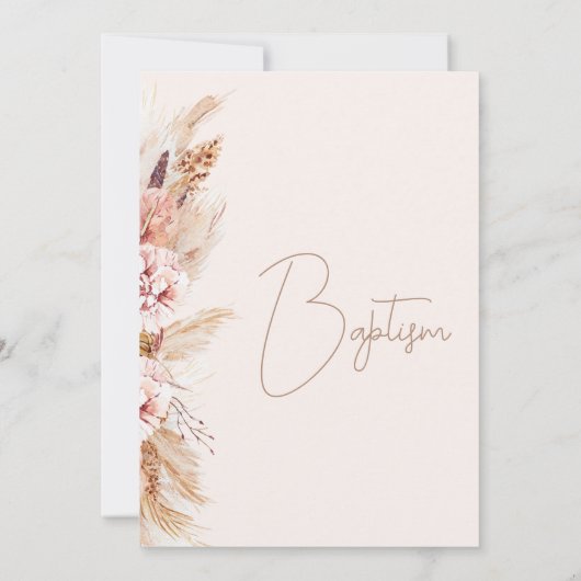 Meisjes roze boho bloemvlinders doop kaart (Achterkant)