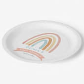 Meisjes roze boho regenboog schattig Baby sprinkle Papieren Bordje (Gekanteld)