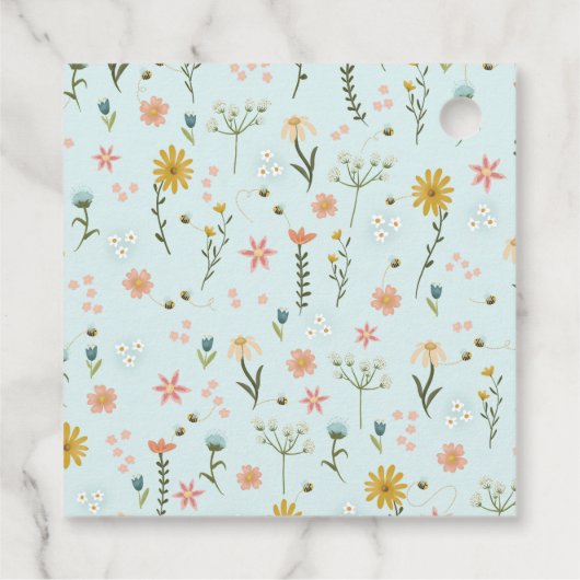 Meisjes Roze Boho Wildflower Baby shower Bedankjes Labels (Achterkant)