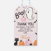 Meisjes Roze Boo Halloween Birthday Dank je Label Cadeaulabel (Voorkant)