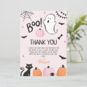 Meisjes Roze Boo Halloween Birthday Dank je wel Kaart (Staand voorkant)