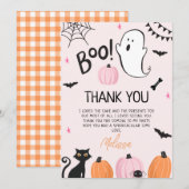 Meisjes Roze Boo Halloween Birthday Dank je wel Kaart (Voorkant / Achterkant)