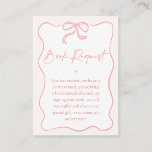 Meisjes Roze Bow Baby shower Boek Aanvraag Invoege Visitekaartje
