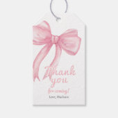 Meisjes Roze Bow Coquette Eerste Verjaardag Baby s Cadeaulabel (Voorkant)