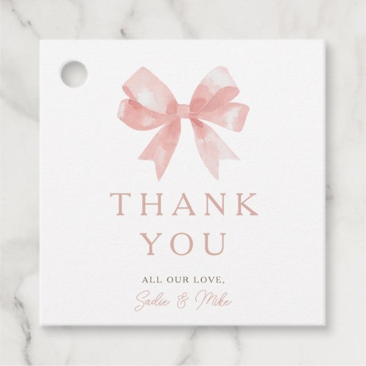 Meisjes 'Roze Bow Vrouwelijke Coquette Baby Bedankjes Labels (Voorkant)