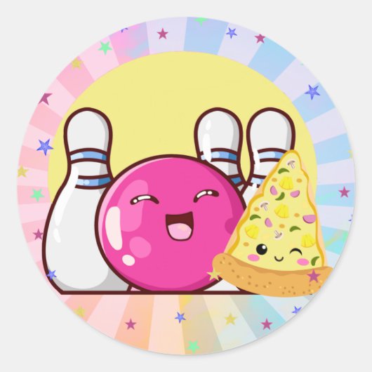 Meisjes Roze Bowling Party Tie Dye Sticker (Voorkant)