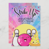 Meisjes Roze Bowling Tie Dye Feestje Kaart (Voorkant / Achterkant)