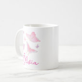Meisjes Roze Butterfly - Aangepersonaliseerde stek Koffiemok (Voorkant links)