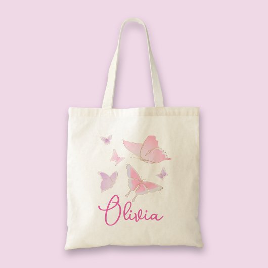 Meisjes Roze Butterfly Persoonlijke Canvas tas