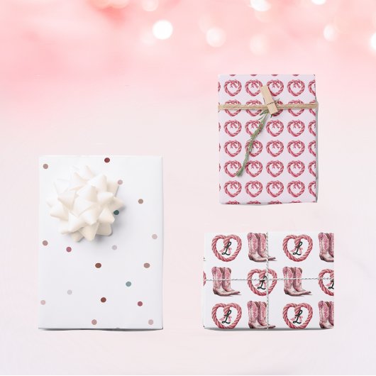 Meisjes Roze Cowgirl Monogram Inpakpapier Vel