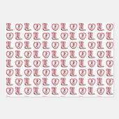 Meisjes Roze Cowgirl Monogram Inpakpapier Vel (Voorkant 3)