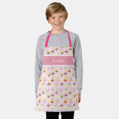 Meisjes roze cupcake schort voor kinderen (Gedragen)