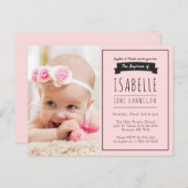 Meisjes Roze doopuitnodiging, doop Uitnodiging Briefkaart (Voorkant / Achterkant)