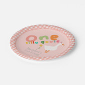 Meisjes Roze Een Gekke Gans Eerste Verjaardag Papieren Bordje (Gekanteld)