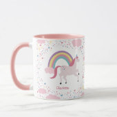 Meisjes Roze Eenhoorn Rainbow Sparkle met Naam Mok (Links)