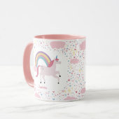 Meisjes Roze Eenhoorn Rainbow Sparkle met Naam Mok (Voorkant links)