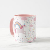 Meisjes roze eenhoorn regenboog sparkle mok (Voorkant links)