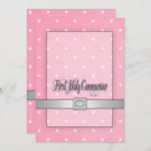 Meisjes Roze Eerste Communie Kaart (Voorkant / Achterkant)