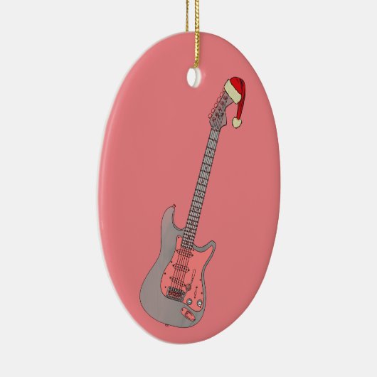 Meisjes Roze Elektrische Gitaar Kerstmis Keramisch Ornament (Rechts)