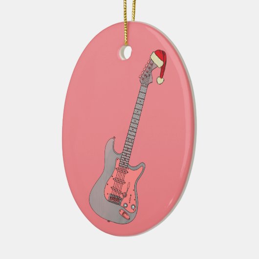Meisjes Roze Elektrische Gitaar Kerstmis Keramisch Ornament (Links)