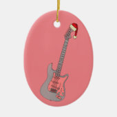 Meisjes Roze Elektrische Gitaar Kerstmis Keramisch Ornament (Voorkant)