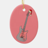 Meisjes Roze Elektrische Gitaar Kerstmis Keramisch Ornament (Achterkant)