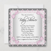 Meisjes roze en grijs linnen Baby shower Kaart (Achterkant)