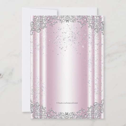 Meisjes Roze en Grijze Parel Eerste Communie Kaart (Achterkant)