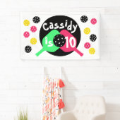 Meisjes roze en groen pickleball spandoek (Insitu)