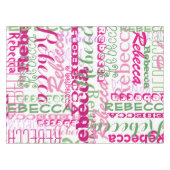 Meisjes Roze en Groene Naam Collage Allover Afdruk Tafelkleed (Voorkant (Horizontaal))
