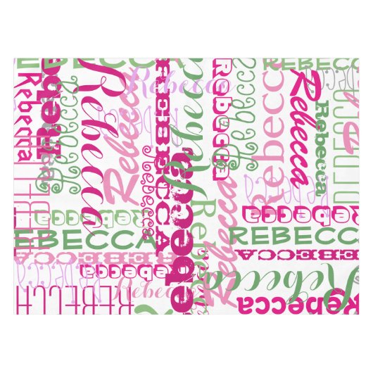 Meisjes Roze en Groene Naam Collage Allover Afdruk Tafelkleed (Voorkant (Horizontaal))