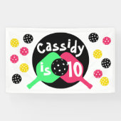 Meisjes roze en groene pickleball spandoek (Horizontaal)