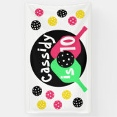 Meisjes roze en groene pickleball spandoek (Verticaal)