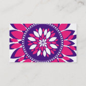 Meisjes roze en Paarse bloemenkunstgeschenken Visitekaartje (Achterkant)