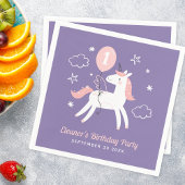 Meisjes Roze en Paarse Eenhoorn Verjaardag Servet