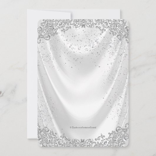 Meisjes Roze en Wit Satijn Foto Eerste Communie Kaart (Achterkant)