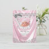 Meisjes Roze en Zilveren Fotodoop Kaart (Staand voorkant)