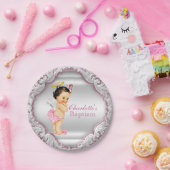 Meisjes Roze Engel Doop Papieren Bordje (Feest)