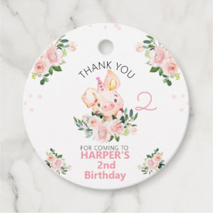 Meisjes roze Floral deze kleine grappige verjaarda Bedankjes Labels