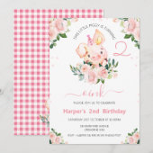 Meisjes roze Floral deze kleine grappige verjaarda Kaart (Voorkant / Achterkant)