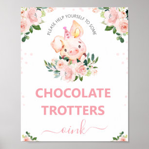 Meisjes roze Floral dit kleine grappige feest Poster